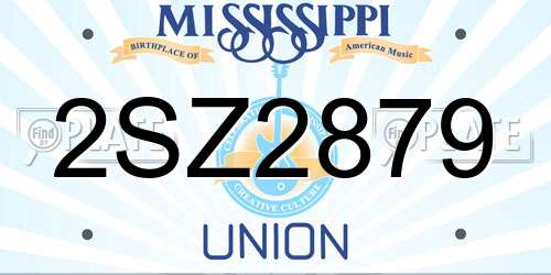 2SZ2879 Mississippi License Plate