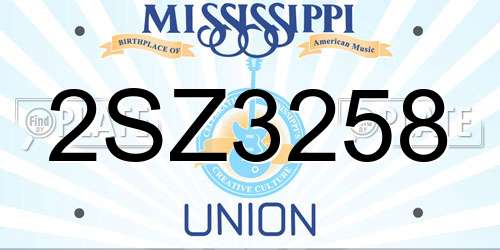 2SZ3258 Mississippi License Plate