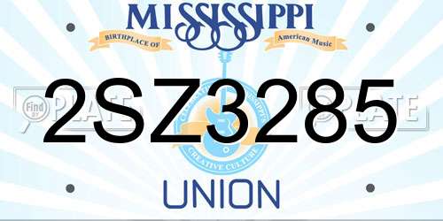 2SZ3285 Mississippi License Plate