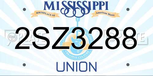 2SZ3288 Mississippi License Plate