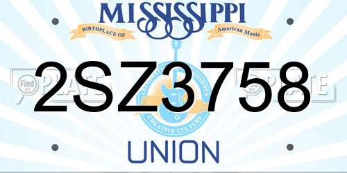 2SZ3758 Mississippi License Plate