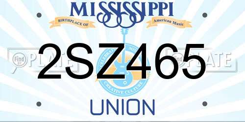 2SZ465 Mississippi License Plate