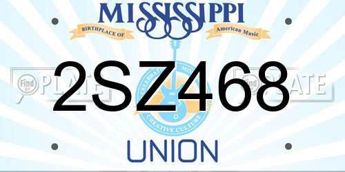 2SZ468 Mississippi License Plate