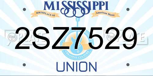 2SZ7529 Mississippi License Plate