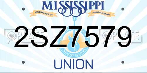 2SZ7579 Mississippi License Plate