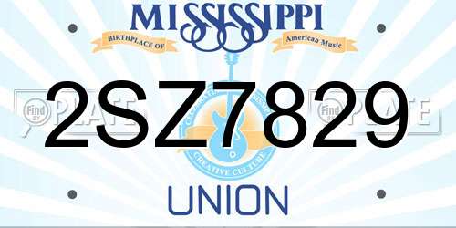 2SZ7829 Mississippi License Plate