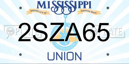 2SZA65 Mississippi License Plate