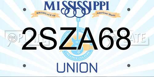 2SZA68 Mississippi License Plate