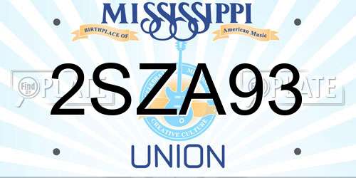 2SZA93 Mississippi License Plate