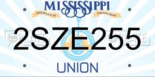 2SZE255 Mississippi License Plate