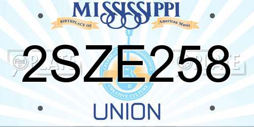 2SZE258 Mississippi License Plate