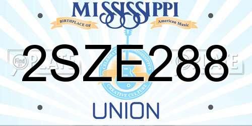 2SZE288 Mississippi License Plate