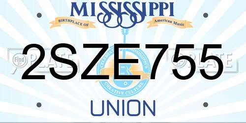2SZE755 Mississippi License Plate