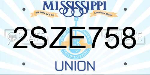 2SZE758 Mississippi License Plate