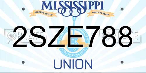 2SZE788 Mississippi License Plate
