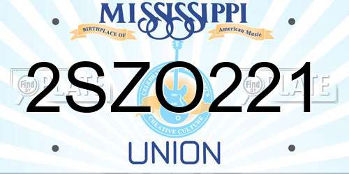 2SZO221 Mississippi License Plate