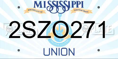 2SZO271 Mississippi License Plate