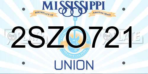 2SZO721 Mississippi License Plate