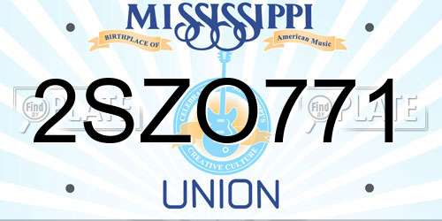 2SZO771 Mississippi License Plate