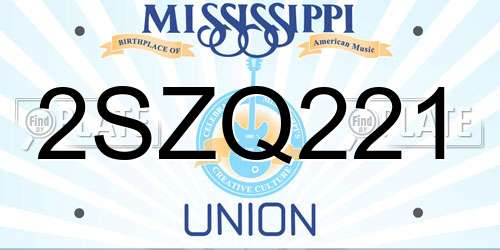 2SZQ221 Mississippi License Plate