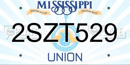 2SZT529 Mississippi License Plate