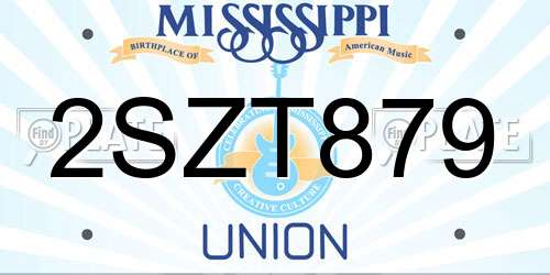 2SZT879 Mississippi License Plate