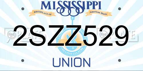 2SZZ529 Mississippi License Plate