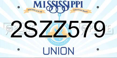 2SZZ579 Mississippi License Plate