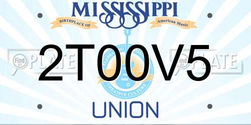 2T00V5 Mississippi License Plate