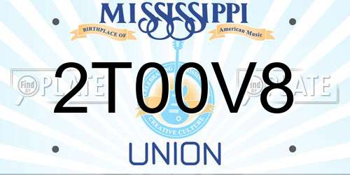 2T00V8 Mississippi License Plate
