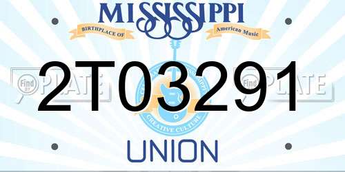 2T03291 Mississippi License Plate