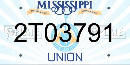 2T03791 Mississippi License Plate