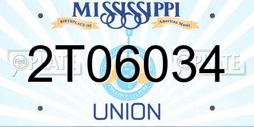 2T06034 Mississippi License Plate