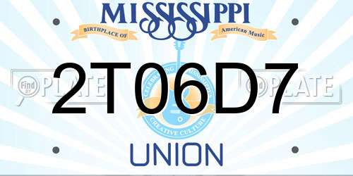 2T06D7 Mississippi License Plate