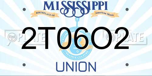 2T06O2 Mississippi License Plate