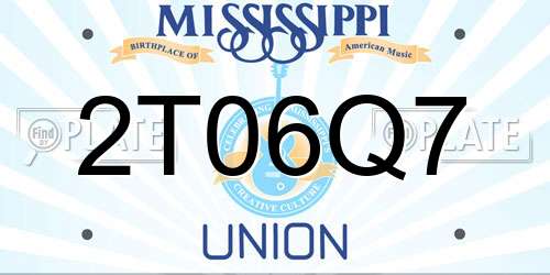 2T06Q7 Mississippi License Plate