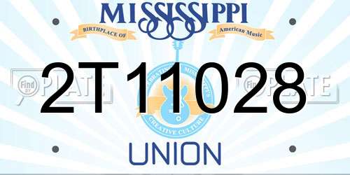 2T11028 Mississippi License Plate