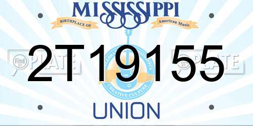2T19155 Mississippi License Plate