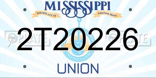 2T20226 Mississippi License Plate