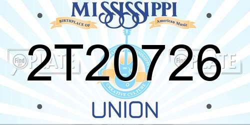 2T20726 Mississippi License Plate