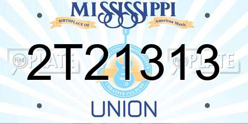 2T21313 Mississippi License Plate