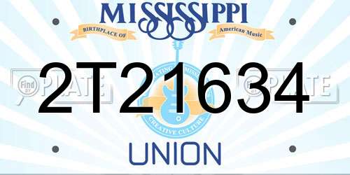 2T21634 Mississippi License Plate