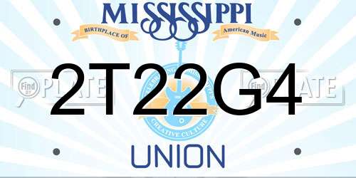 2T22G4 Mississippi License Plate
