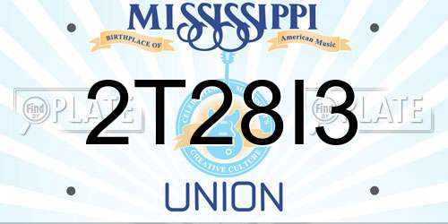 2T28I3 Mississippi License Plate