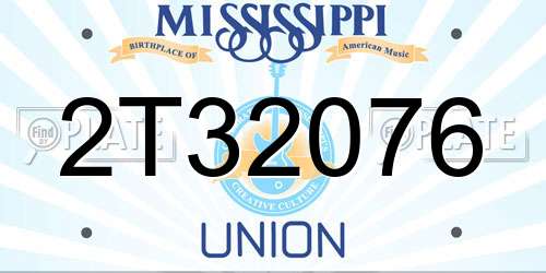 2T32076 Mississippi License Plate