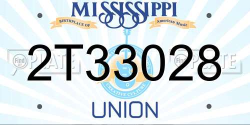 2T33028 Mississippi License Plate