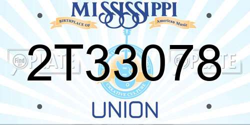 2T33078 Mississippi License Plate