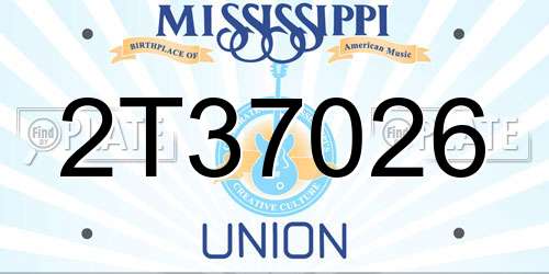 2T37026 Mississippi License Plate