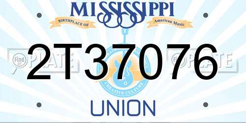 2T37076 Mississippi License Plate
