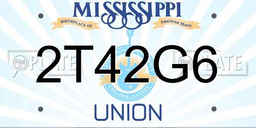 2T42G6 Mississippi License Plate